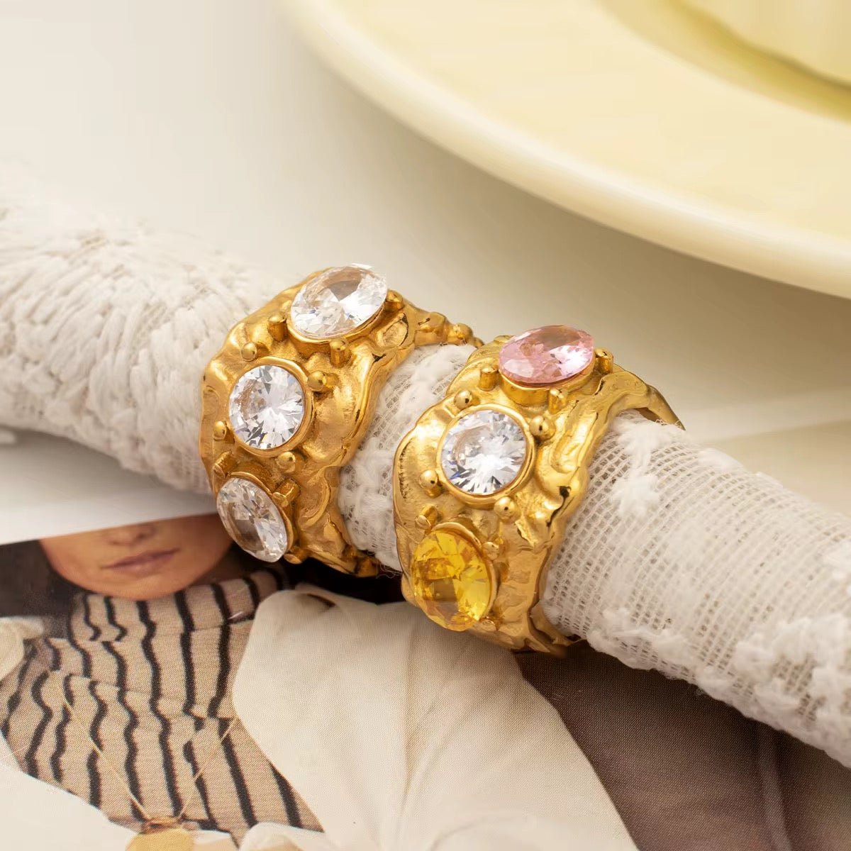 Gabby Gold Multi - Stoned Ring - David Omo