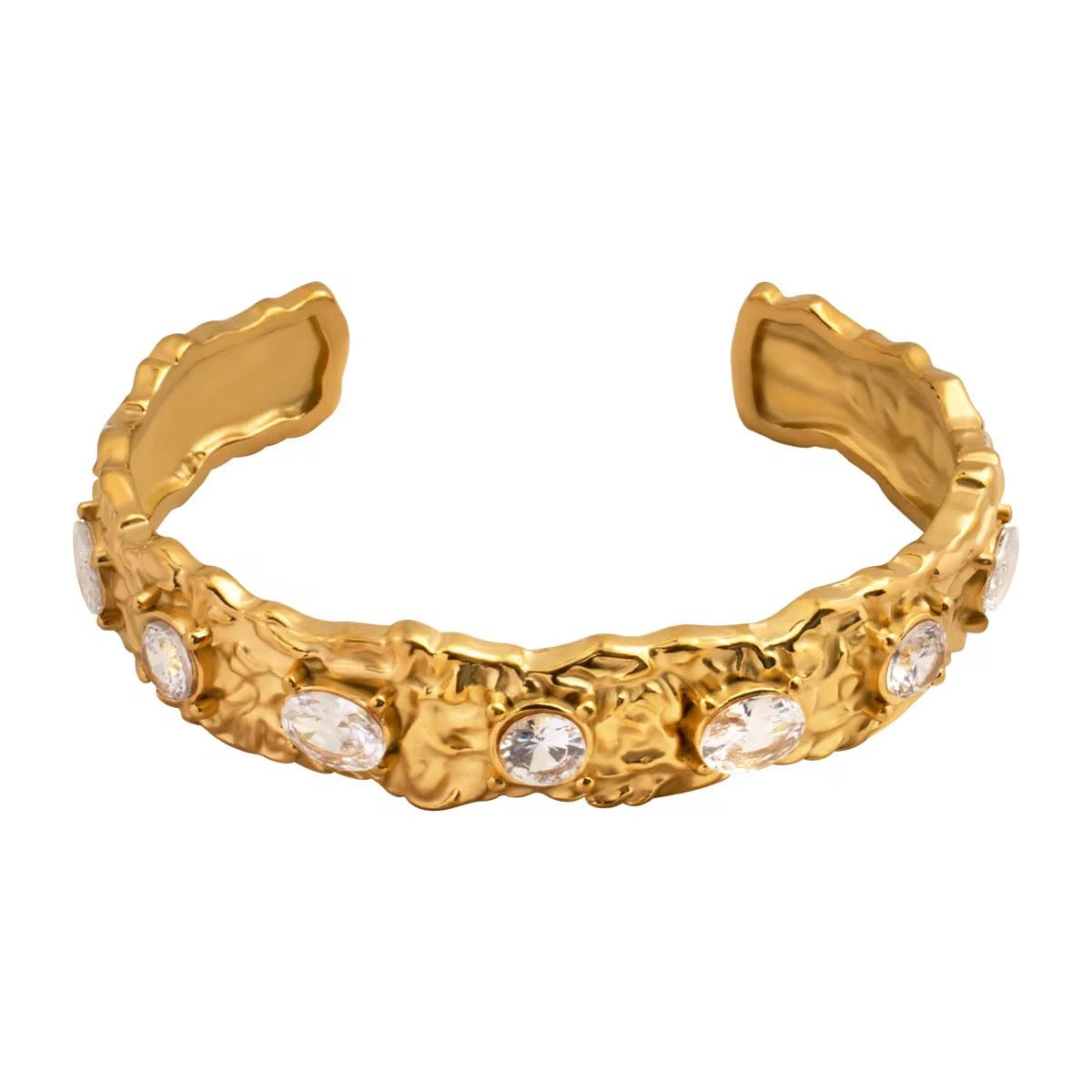 Gabby Gold Cubic Zirconia Hammered Bangle - David Omo