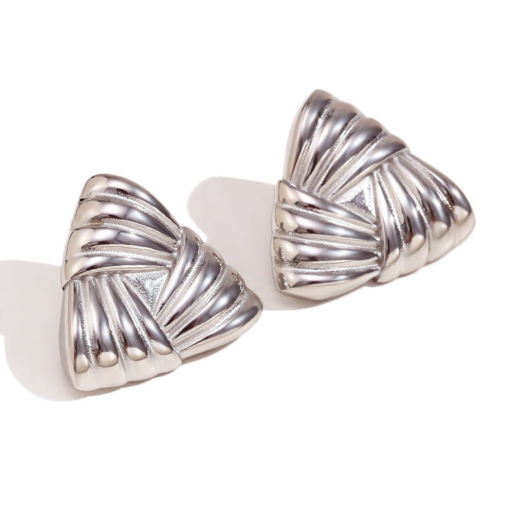 Bailey Silver Triangular Earrings - David Omo