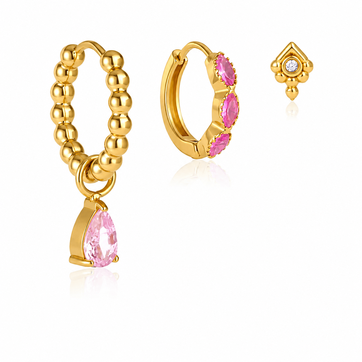 Monroe Earring Stack Pink - David Omo