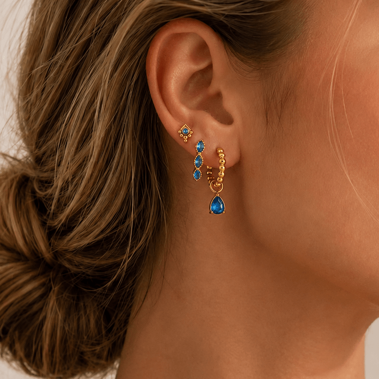 Monroe Earring Stack Set Blue - David Omo