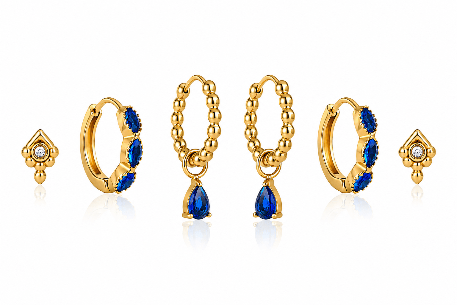 Monroe Earring Stack Set Blue - David Omo