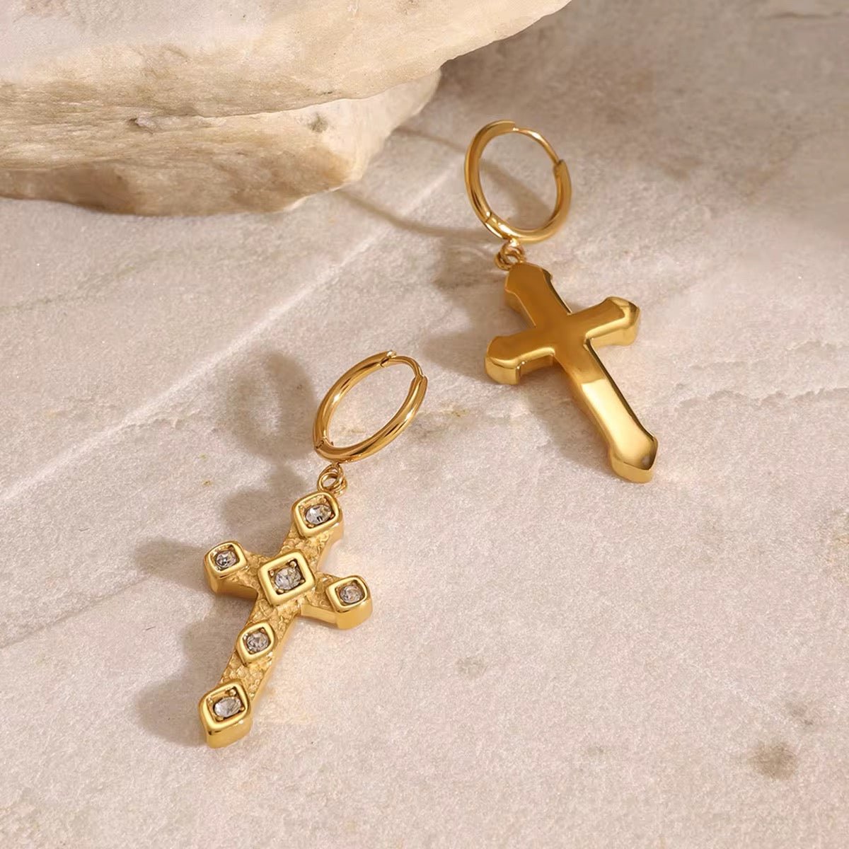 Eterna Cross Pendant Earrings - David Omo