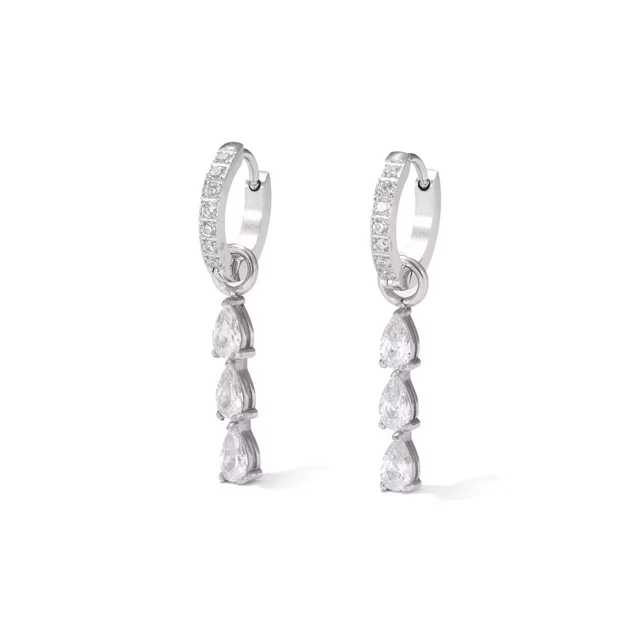 Reagan Silver Drop Huggie Earrings - David Omo