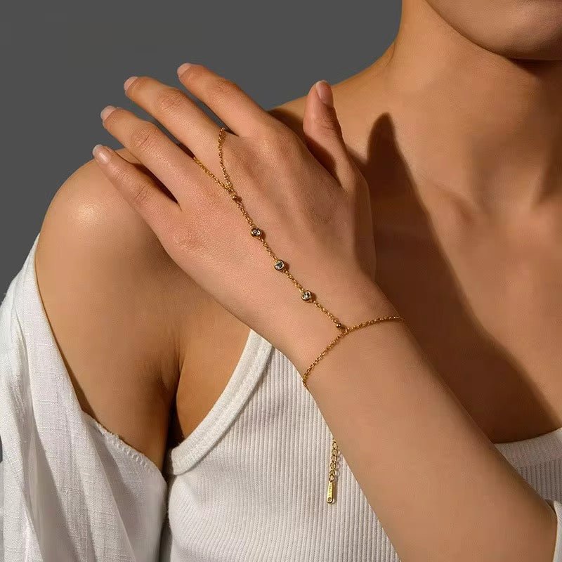 Amara Gold Zirconia Hand Chain - David Omo