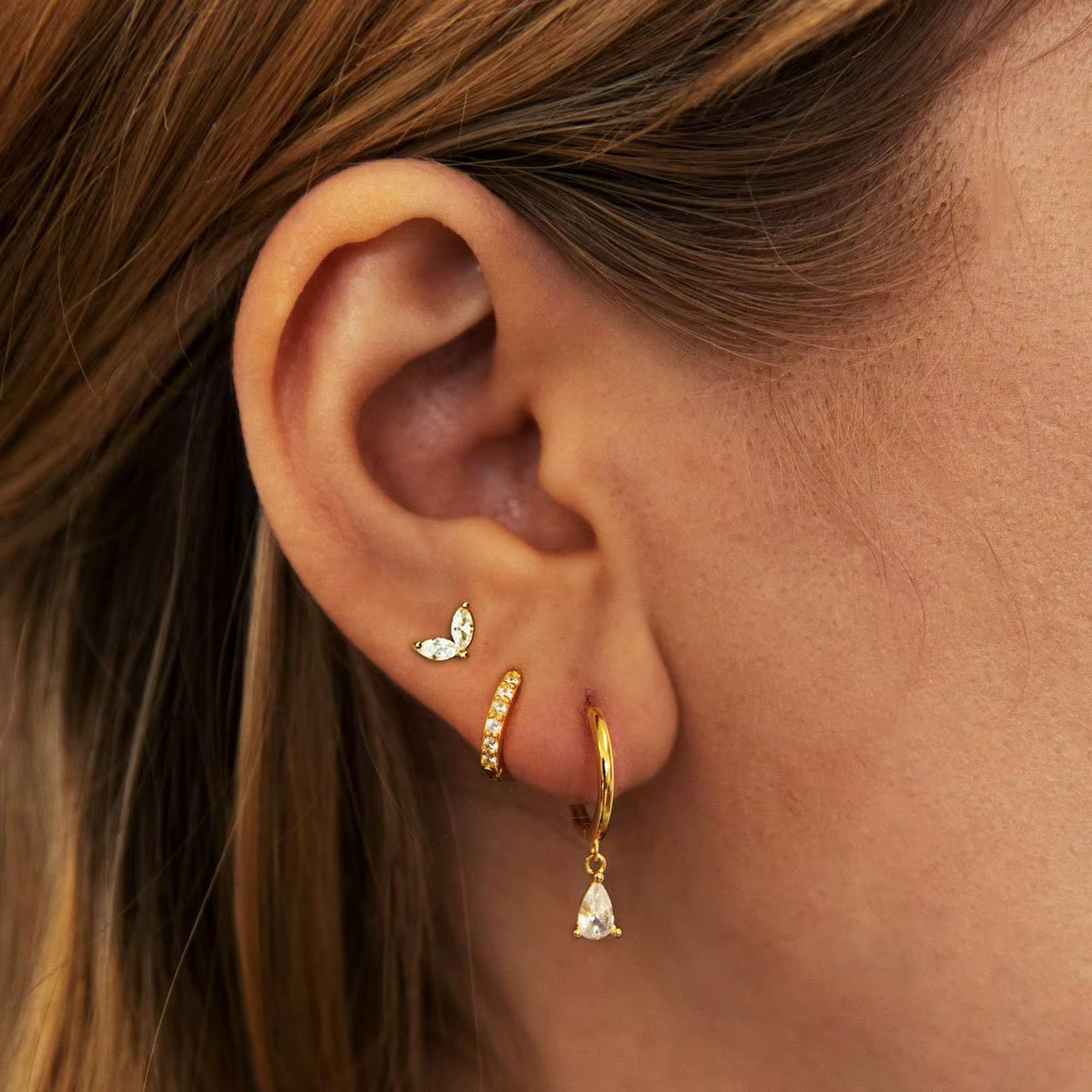 Carrie Gold Zirconia Huggie Earrings - David Omo