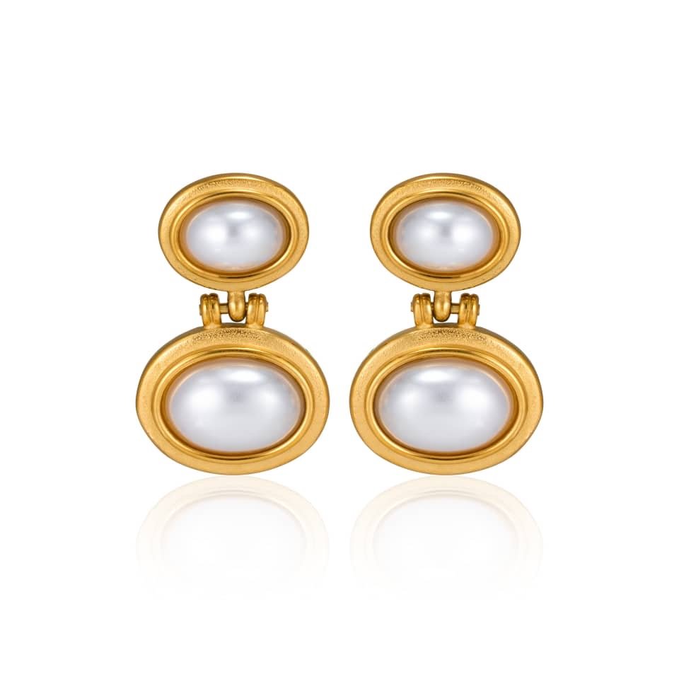 Etta Gold Pearl Drop Earrings - David Omo
