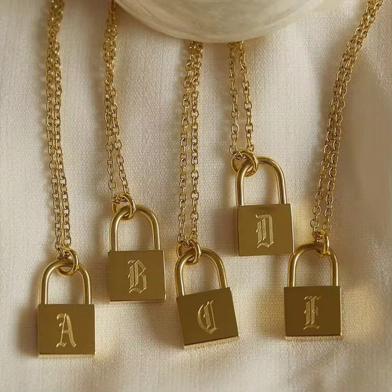 Initial Lock Pendant Necklace - David Omo