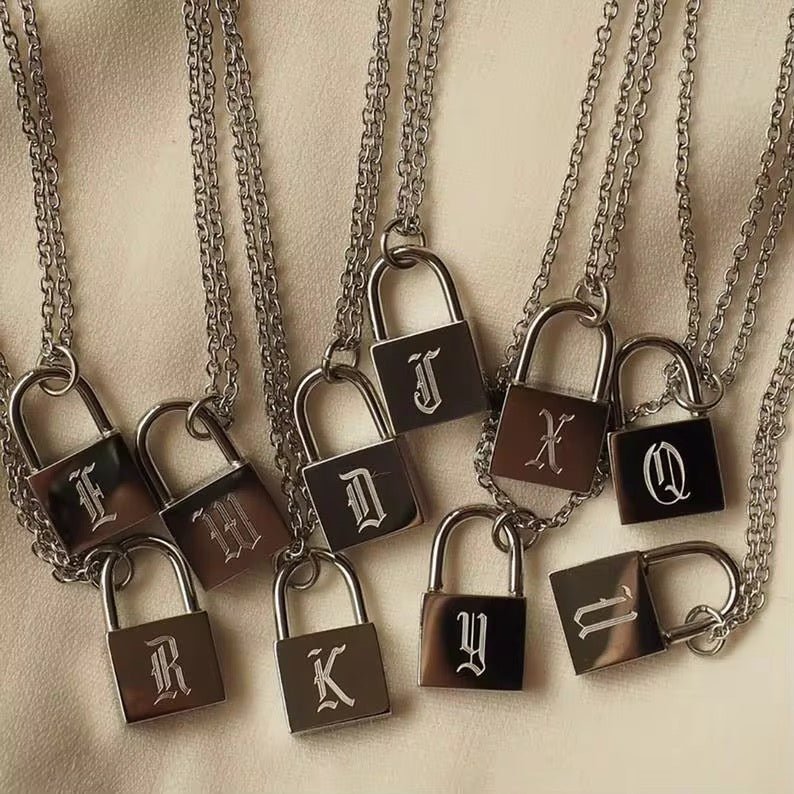 Initial Lock Pendant Necklace - David Omo