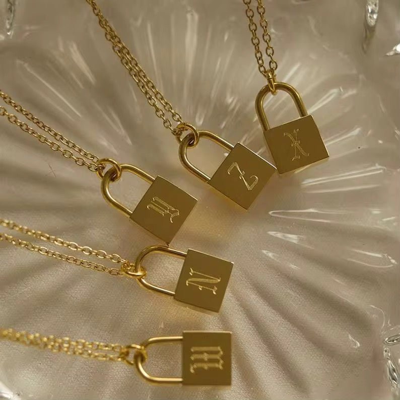 Initial Lock Pendant Necklace - David Omo