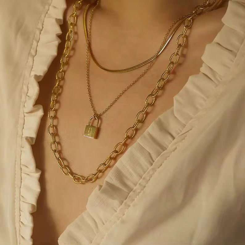Initial Lock Pendant Necklace - David Omo