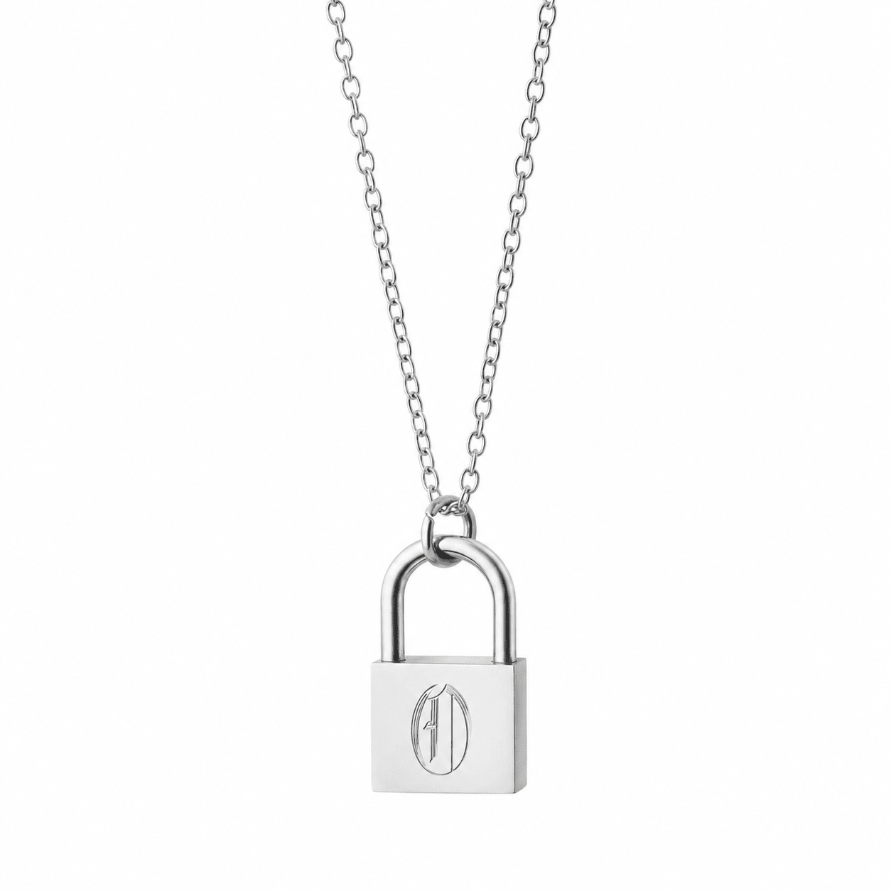 Initial Lock pendant necklace Silver - David Omo