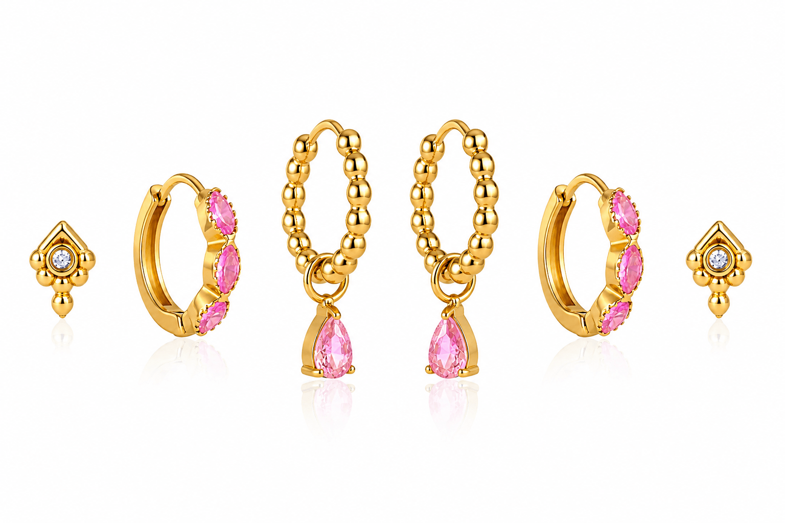 Monroe Earring Stack Pink - David Omo