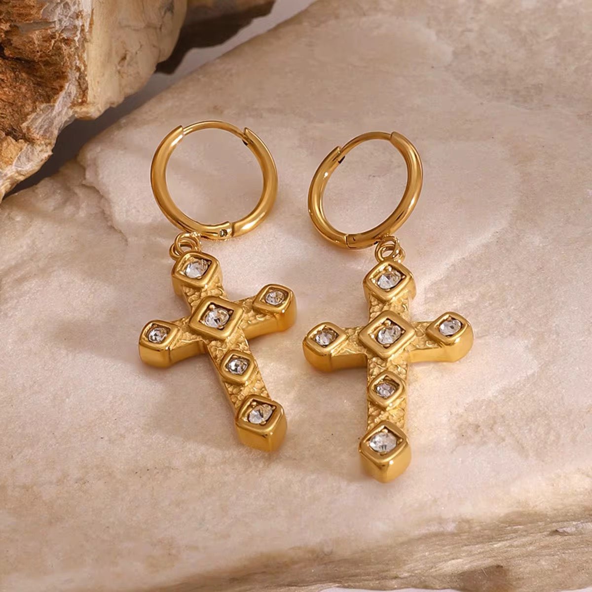 Eterna Cross Pendant Earrings - David Omo