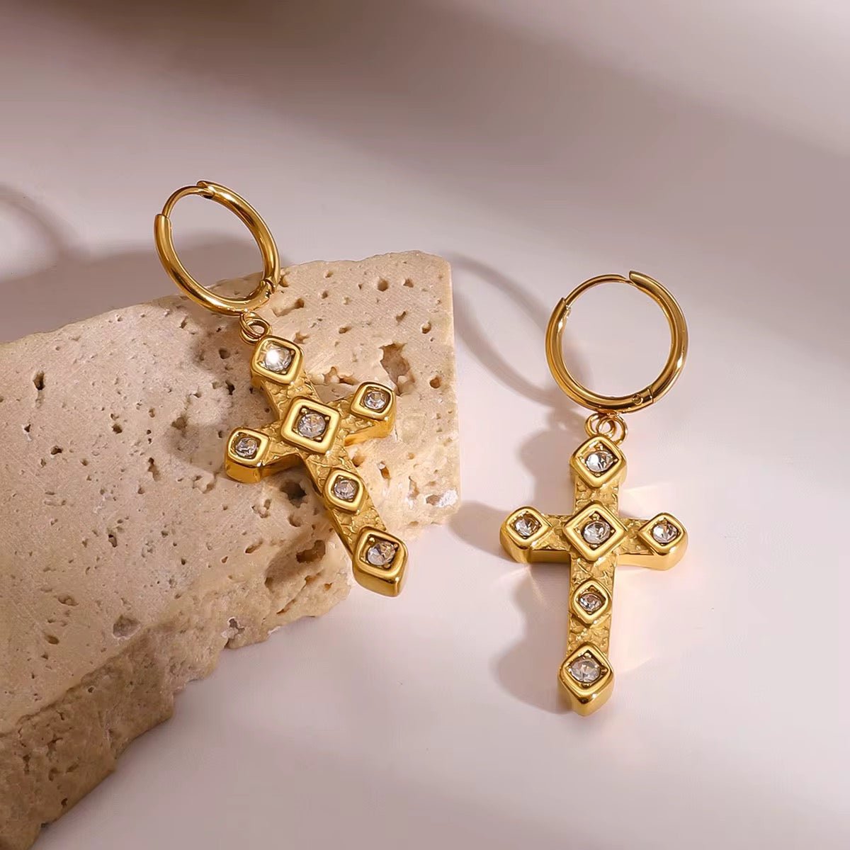 Eterna Cross Pendant Earrings - David Omo