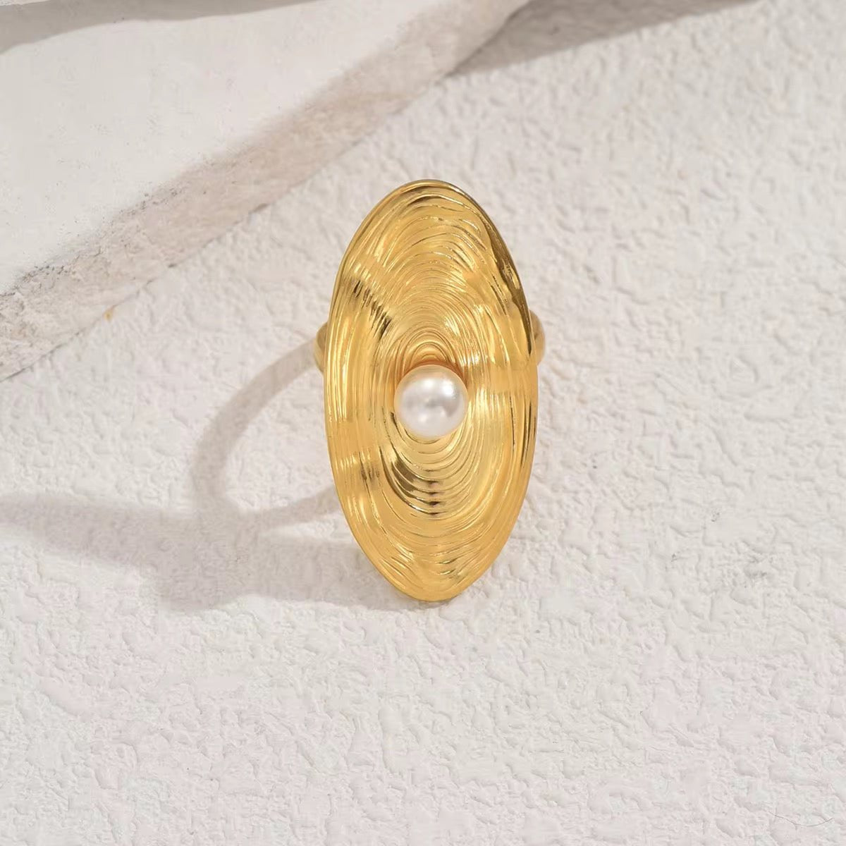 Petra Gold Pearl Adjustable Ring - David Omo