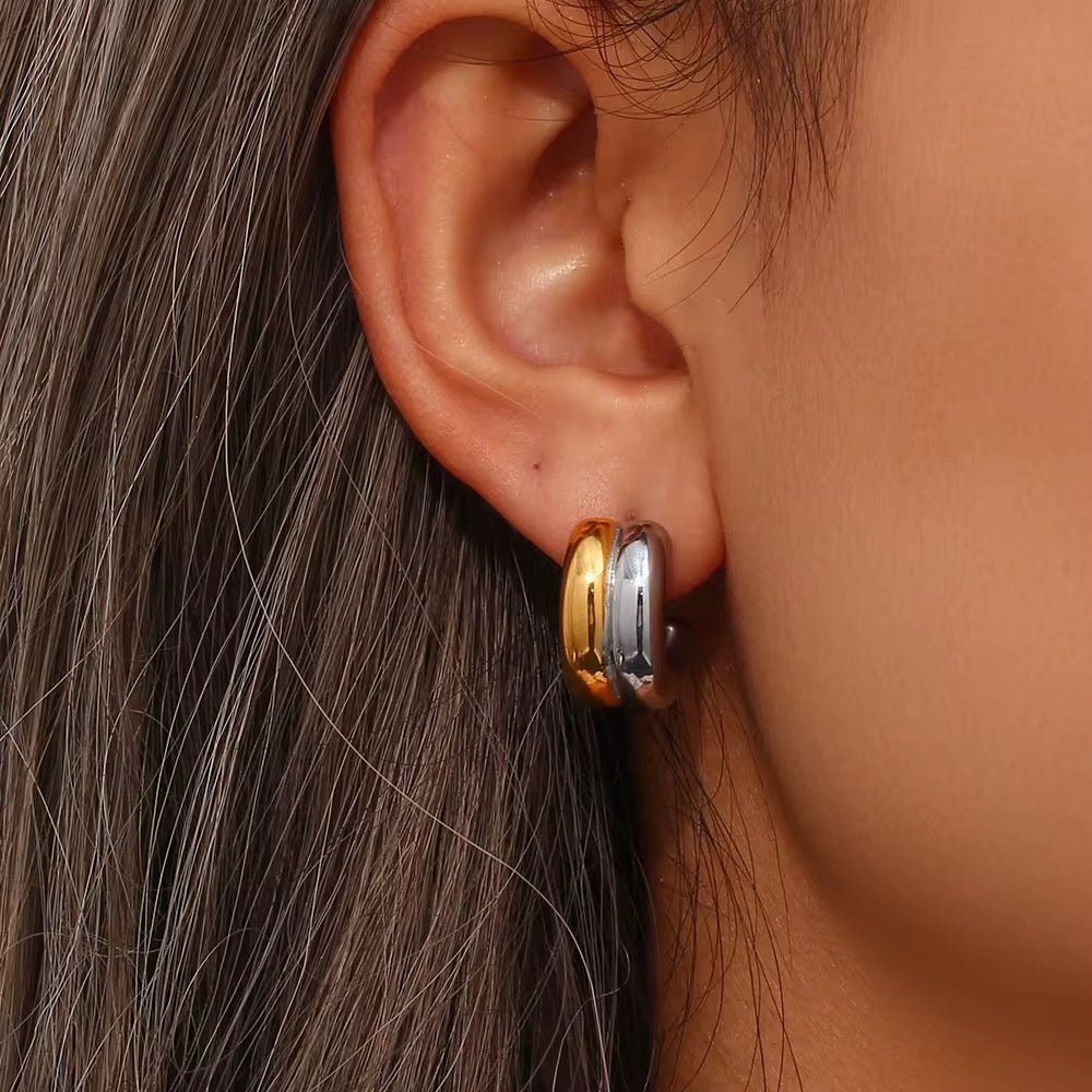Bianca Two - Tone Hoop Earrings - David Omo